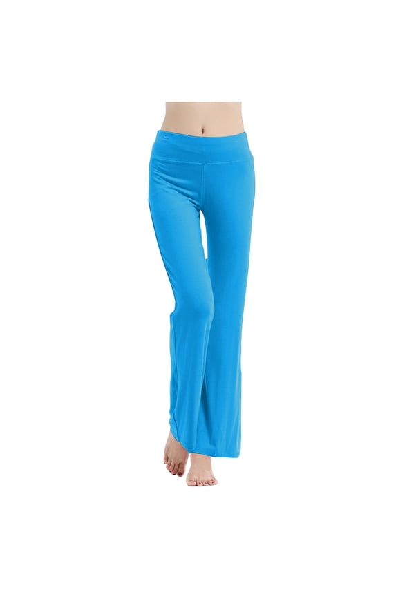 50%&nbsp;Off&nbsp;Clear! Womens Full Length Pants Tummy Control Women's Loose High Waist Wide Leg Pants Workout Out Leggings Casual Trousers Yoga Gym Pants Sky Blue 12