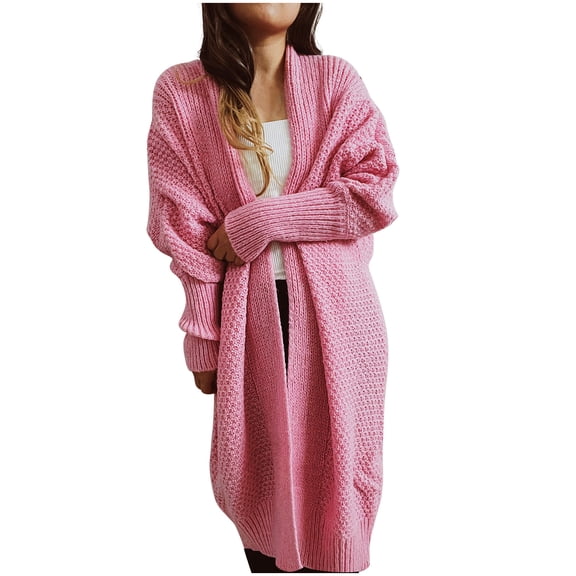 Olyvenn Autumn And Winter Women's Plus Size Knit Sweater Cardigan Blouse Long Sleeve Female Leisure Loose Casual Solid Color Pink XXL