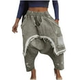 thumbnail image 1 of Olyvenn Baggy Jeans Women Distressed Denim Harem Pants Elastic Waist Loose Fit Cropped Y2K Streetwear Jeans with Pockets Gray S, 1 of 6