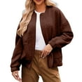 thumbnail image 1 of Olyvenn Bomber Jackets for Women Fall Fashion 2025 Cute Floral Coats Long Sleeve Lightweight Zip Up Jackets with Pockets Brown XL, 1 of 4