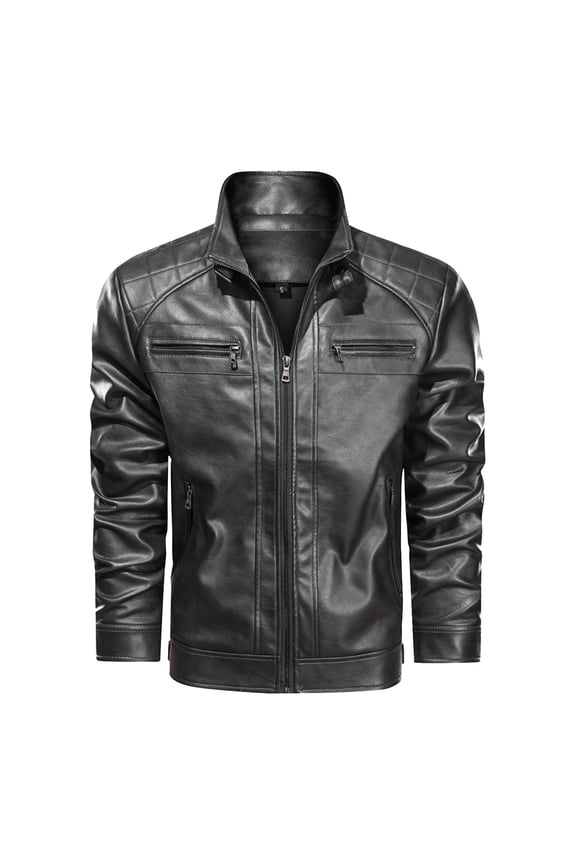 Olyvenn Cafe Racer Distressed Mens Lambskin Leather Jacket - Genuine Men Leather Jacket - Mens Leather Biker Jacket Black 8