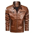 thumbnail image 1 of Olyvenn Cafe Racer Distressed Mens Lambskin Leather Jacket - Genuine Men Leather Jacket - Mens Leather Biker Jacket Brown 8, 1 of 9
