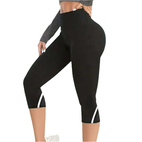 Olyvenn Capri Leggings with Pockets for Women High Waisted Workout Leggings Tummy Control Yoga Pants Stretch Legging White M