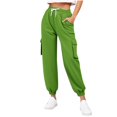 thumbnail image 1 of Olyvenn Cargo Sweatpants for Women Baggy Casual Fleece Joggers Drawstring High Waisted Fall Fashion Sweatpants with Pockets Green XL, 1 of 7