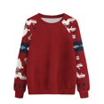 thumbnail image 1 of Olyvenn Christmas Sweatshirts for Women Cute Fuzzy Funny Graphic Raglan Long Sleeve Holiday Parties Knitted Pullover Sweater Red S, 1 of 3