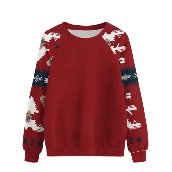 Olyvenn Christmas Sweatshirts for Women Cute Fuzzy Funny Graphic Raglan Long Sleeve Holiday Parties Knitted Pullover Sweater Red S