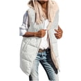 thumbnail image 1 of Olyvenn Trendy Women's Winter Warm Reversible Vest Hooded Sleeveless Stand Collar Zipper Pockets Quilted Waistcoat Outwear Coat Plus Size White XXXXXL, 1 of 5