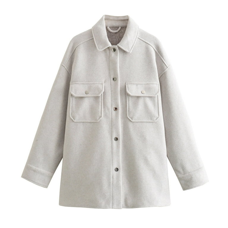 Olyvenn Clearance Women s Solid Color Plaid Pocket Cotton Jacket Button Cotton Jacket Long Sleeved Hooded Dasual Jacket Plus Size Casual Outwear