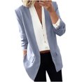 thumbnail image 1 of Olyvenn Clearance Womens Blazer Turn Down Collar Womens Suit Business Dressy Suit Coat Casual Set Long Sleeve Jackets Elegant Solid Slim Fit Business Work Office Fashion Light Blue 12, 1 of 6