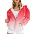 thumbnail image 1 of Olyvenn Trendy Womens Sweatshirts Long Sleeve Jackets Gradian Color Slim Fit Business Work Office Fashion High Neck Womens Suit Full Zip Hoodies with Pockets Casual Set Red 6, 1 of 6