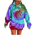 thumbnail image 1 of Olyvenn Color Rainbow Printed Hoodie Tie Dye Sweatshirt Fashion Graphic Pullover for Women 2025 Fall Trendy Tops Blue XXL, 1 of 5