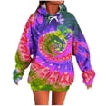 thumbnail image 1 of Olyvenn Color Rainbow Printed Hoodie Tie Dye Sweatshirt Fashion Graphic Pullover for Women 2025 Fall Trendy Tops Purple S, 1 of 5