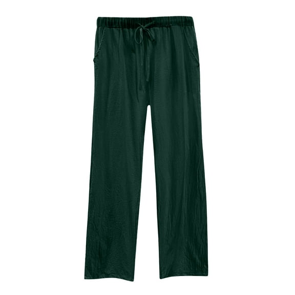 Olyvenn Comfortable Women's Casual Pants Daily Elastic Waist Long Trousers for Workouts with Pockets and Loose Fit Army Green S