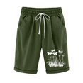 thumbnail image 1 of Olyvenn Cotton Linen Shorts for Women Fashion Boho Floral Print Beach Shorts Loose High Wasit Drawstring Pants Army Green XXL, 1 of 2