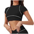 thumbnail image 1 of Olyvenn Crop Top Workout Shirts for Women Soft Seamless Gym T Shirts Raglan Sleeve Running Tee Summer Basic Going Out Tops Black XL, 1 of 4