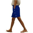 thumbnail image 1 of Olyvenn Stylish Bermuda Shorts for Women Knee Length Summer Elastic Waist Beach Short Loose Comfy Casual Long Shorts with Pockets Blue S, 1 of 6