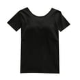 thumbnail image 1 of Olyvenn Stylish Built in Bra Tops Women Loose Fit Scoop Neck Short Sleeve Wear Summer Padded Bra Breathable Lounge T-Shirts Black L, 1 of 8