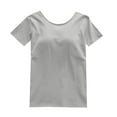 thumbnail image 1 of Olyvenn Stylish Built in Bra Tops Women Loose Fit Scoop Neck Short Sleeve Wear Summer Padded Bra Breathable Lounge T-Shirts Gray S, 1 of 8
