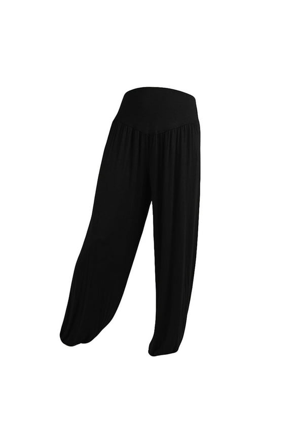 Stylish Fashion Women's Elastic Loose Relaxed Cotton Soft Yoga Active Sports Dance Pants Comfy Holiday Female Dressy Fashion Black 6