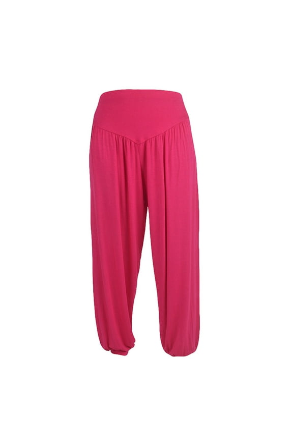 Stylish Fashion Women's Elastic Loose Relaxed Cotton Soft Yoga Active Sports Dance Pants Comfy Holiday Female Dressy Fashion Hot Pink 6