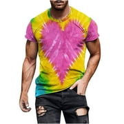 Olyvenn Deals Get Noticed this Summer with Our Men's Love Print Casual Short Sleeve Shirt! Yellow 8
