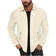 thumbnail image 1 of Olyvenn Stylish Men's Long Sleeve Solid Color Stand Collar Zipper Pockets Slim Fit Knitted Jackets Coats Outerwear Beige 14, 1 of 6
