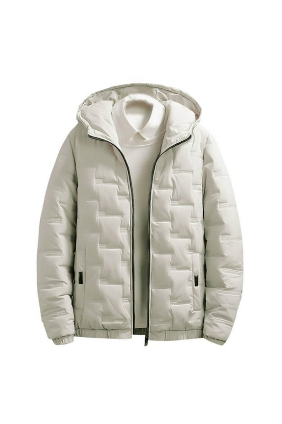 Stylish Men's Nylon Softshell Pocket Hooded Full Zip Windproof Long Sleeve Jackets Winter Warm Coats Khaki 14