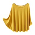 thumbnail image 1 of Olyvenn Stylish Plus Size Sleep Shirts for Women Modal Crew Neck Solid Color Pajamas Tops Soft Ladies Relaxedwear Pleated Casual Blouse Yellow 4, 1 of 3