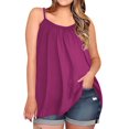 thumbnail image 1 of Olyvenn Stylish Plus Size Tank Tops for Women Summer Fashion Pleated Boho Solid Loose Cami Spaghetti Strap Tunic Blouses Hot Pink XXXL, 1 of 7