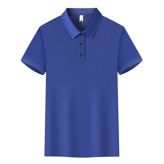 Olyvenn Stylish Plus Size Women's Tops Tshirt Button Collared Shirt Men's Short-Sleeved Cotton Conventional Cotton Short-Sleeved Lapel Blouse Blue 16