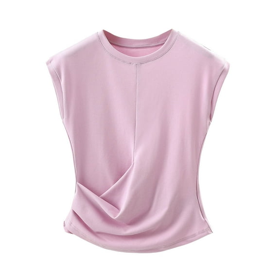 Olyvenn Stylish Sleeveless Shirts for Women Plain Basic Workout Tank Top Athletic Yoga Shirt Casual Loose Fitted Tank Tops Pink S