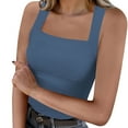 thumbnail image 1 of Olyvenn Stylish Square Neck Tops for Women Sleeveless Summer Tank Top Rib Knit Slim Fit Workout Shirts Trendy Clothes Outfits Navy S, 1 of 8
