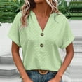thumbnail image 1 of Olyvenn Stylish Summer Tops for Women Trendy Short Sleeve V Neck Eyelet Shirts Dressy Casual Loose Ladies Blouses Going Out Mint Green XXXXXL, 1 of 6