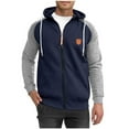 thumbnail image 1 of Olyvenn Stylish Sweat Jackets for Men Hoodie Colorblock Drawstring Hooded Jacket Comfy Long Sleeve Zip-Up Running Workout Jacket Navy 10, 1 of 9