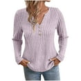 thumbnail image 1 of Olyvenn Stylish Sweater for Women Long Sleeve Henley Shirts Tunic Tops to Wear with Leggings crew neck Sweaters Trendy Pink 4-6, 1 of 9