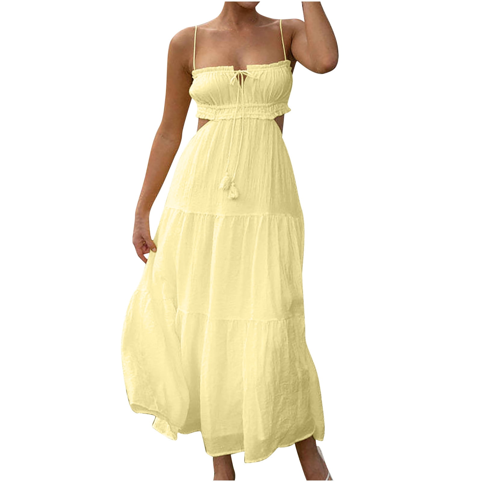 ripped off the shoulder dress Olyvenn Stylish Tunic Long Tube Dress for Women Fashion Ripped High Waist  Slim Fit Flowy Casual Smocked Strap Sleeveless Prom Dress Off-The-Shoulder  Pleated Elegant Solid Sundress White 12