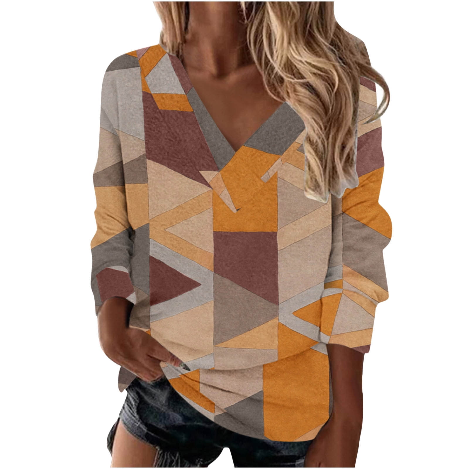 Olyvenn Deals VNeck Sweatshirts Dressy Tops Gifts for Womens Fall