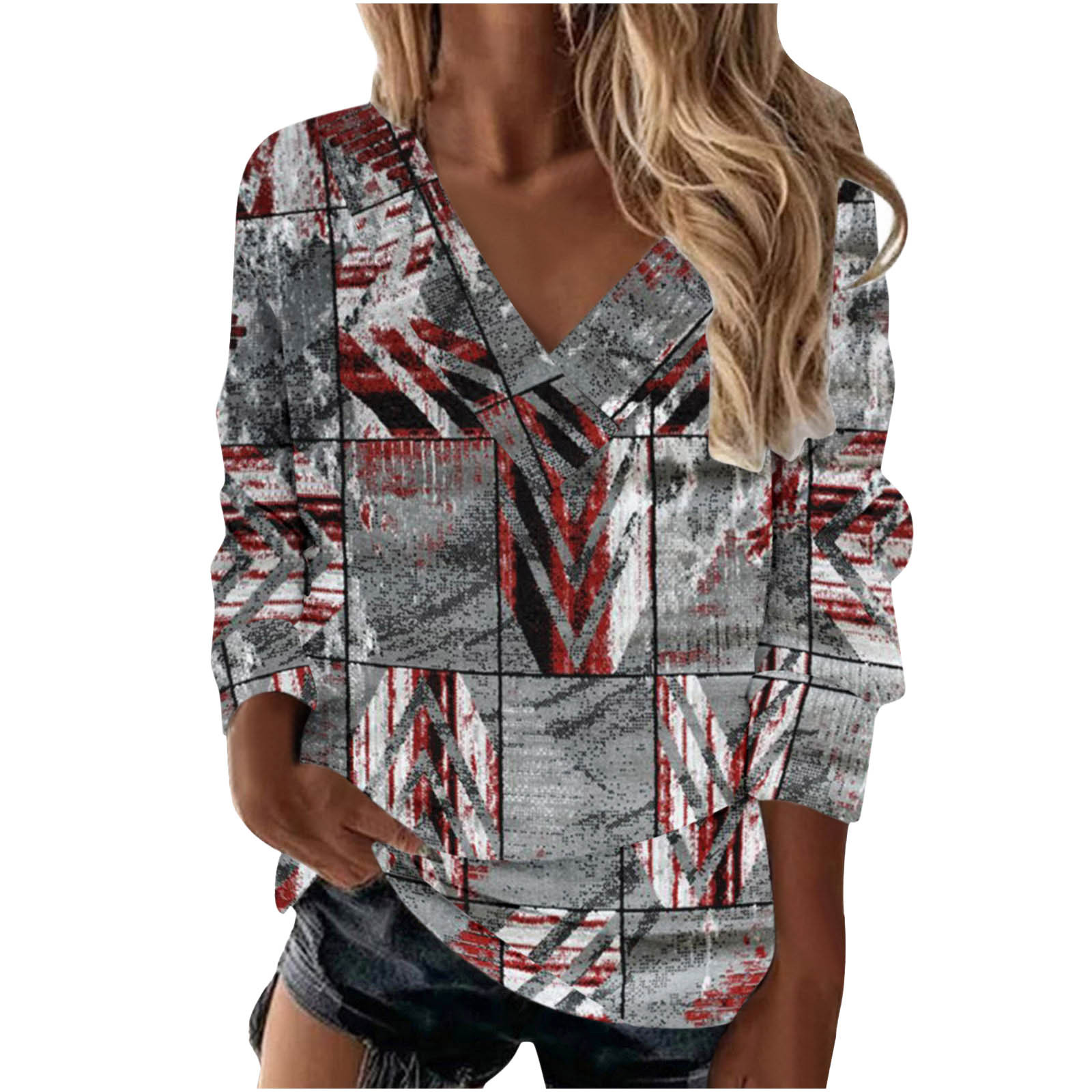 Olyvenn Deals VNeck Sweatshirts Dressy Tops Gifts for Womens Fall