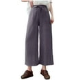 thumbnail image 1 of Olyvenn Stylish Women Linen Pants Casual Loose High Waist Boho Wide Leg Cropped Palazzo Beach Pants Summer Outfits Trendy Gray XL, 1 of 6
