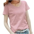 thumbnail image 1 of Olyvenn Stylish Women's Summer Slub Cotton T-Shirt Breathable Scoop Neck Tee Fashion Solid Loose Fit Casual Basic Top Pink XXXL, 1 of 3