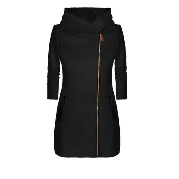 Olyvenn Stylish Women's Casual Fashion Color Long Sleeved Hooded Sweater Jacket Winter Fall Casual Outwear Jackets for Women Trendy Black 10