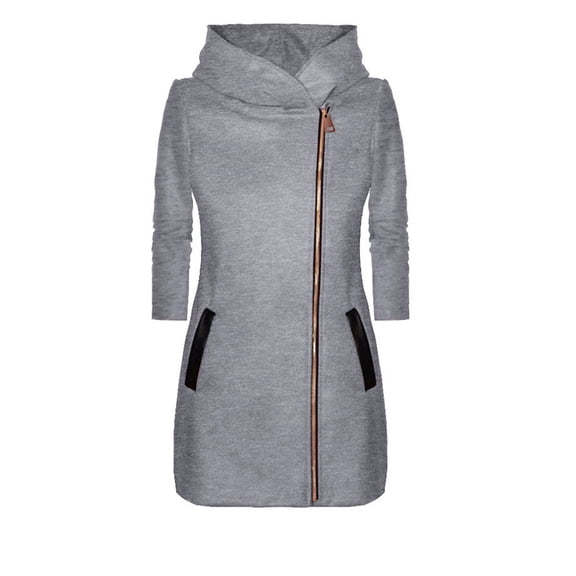Olyvenn Stylish Women's Casual Fashion Color Long Sleeved Hooded Sweater Jacket Winter Fall Casual Outwear Jackets for Women Trendy Gray 4