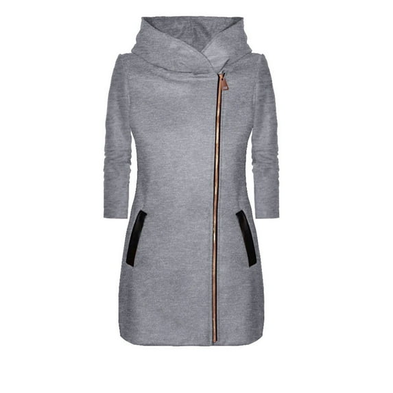 Olyvenn Stylish Women's Casual Fashion Color Long Sleeved Hooded Sweater Jacket Winter Fall Casual Outwear Jackets for Women Trendy Gray 8