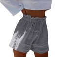 thumbnail image 1 of Olyvenn Stylish Women's Casual Wide Leg Shorts Soft Cotton Linen High Waist Shorts Loose Fit Drawstring Sweatpants Sports Shorts Summer Dark Gray XL, 1 of 6