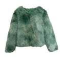 thumbnail image 1 of Olyvenn Deals Women's Fashion Dongzha Short Imitation Warm Coat Faux Tops Plus Long Sleeve Faux Furry Overcoat for Teen Girls Love Green 4, 1 of 4
