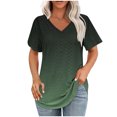thumbnail image 1 of Olyvenn Stylish Women's Flowy Shirts Short Sleeve Shirt V-Neck Pleated Front Tunic Blouse Loose Fit Dressy Casual Tee Shirts Green S, 1 of 5