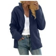 thumbnail image 1 of Olyvenn Stylish Women's Household With Fleece Thickened Mountaineering Coat Hoodless Casual Jacket Relaxed Winter Warm Long Sleeve Outwear Jackets for Ladies Gifts Dark Blue 18, 1 of 4