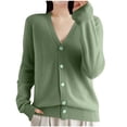 thumbnail image 1 of Olyvenn Stylish Women's Long Sleeve Open Front Cardigan Sweaters Button Down V Neck Classic Sweater Knit Cardigan Fall Outfits Army Green 8, 1 of 3