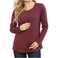 thumbnail image 1 of Olyvenn Stylish Women's Maternity Shirt Plus Size Long Sleeve Round Neck Pregnancy Clothes Casual Comfy Loose Basic Tunic Tops Wine 8, 1 of 8