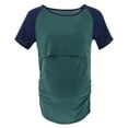 thumbnail image 1 of Olyvenn Stylish Women's Maternity Shirts Raglan Short Sleeves Nursing Tops Double Laye Breastfeeding Tees Pregnancy Clothes Green 10, 1 of 7